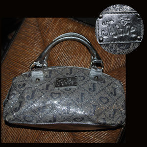 Cute JUSTICE Silver Glittery Small Satchel